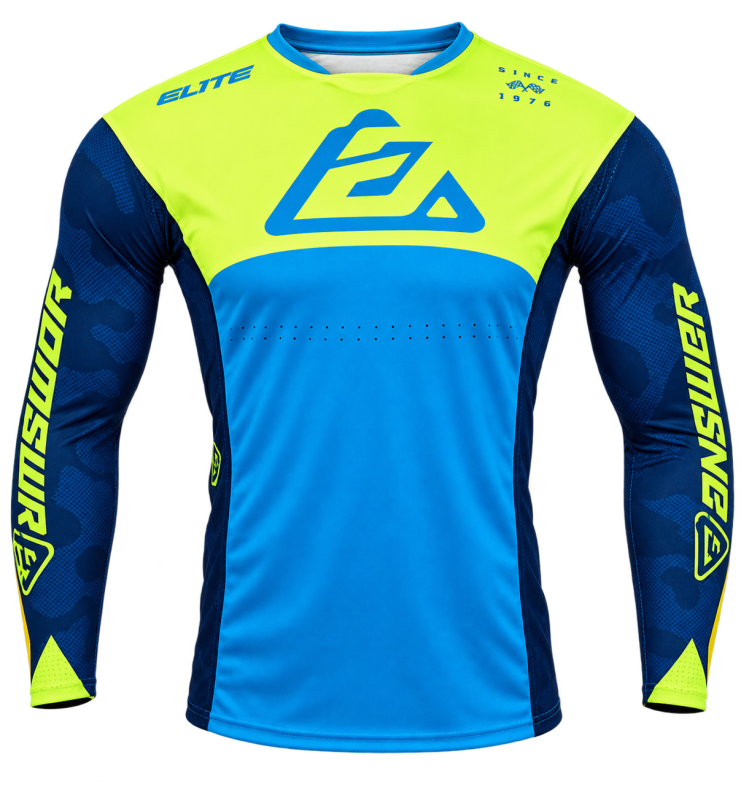 Answer LE Elite Camo Jersey Cyan/Hyper Acid/Black - XS